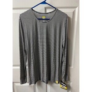 WonderWink Scrubs  T-Shirt Womens LG Black White Striped Long Sleeved Layers NWT